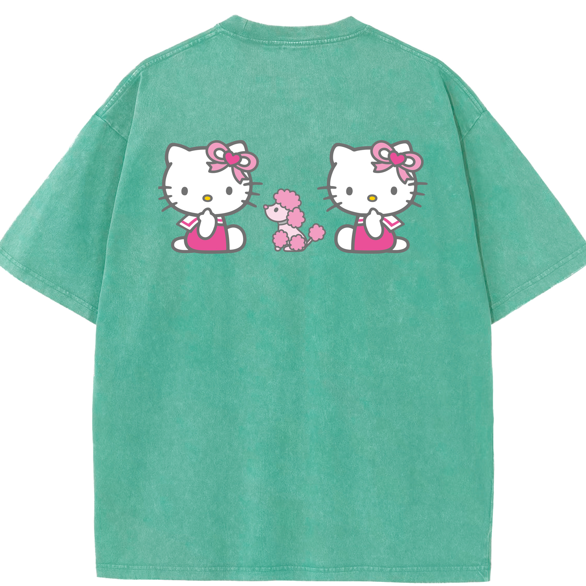 （画像用） Hello Kitty ハローキティ 綿100% ヴィンテージ風 半袖Tシャツ（背面プリント）